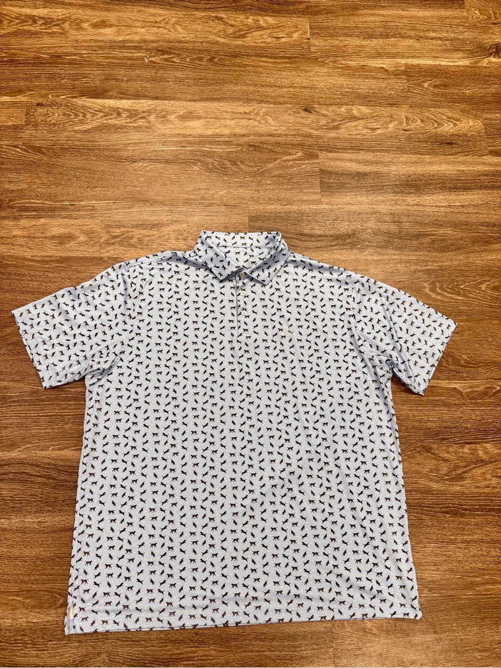 Rhoback 3XL Dog Print Performance Golf Polo Blue Stretch Short Sleeve
